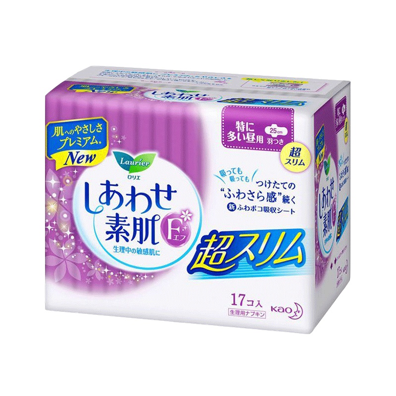 [敏感肌卫生巾]Lauríer 花王(乐而雅) F系列敏感肌超安心 25厘米 17片装 姨妈巾 日用 护翼 超薄