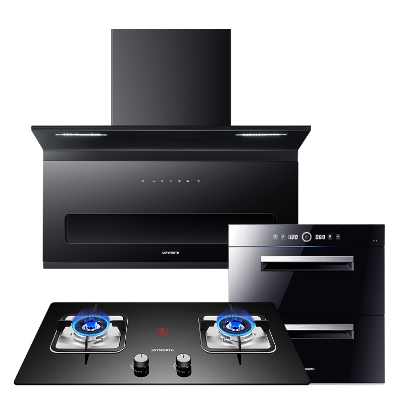 创维(SKYWORTH)油烟机灶具套装 厨房三件套 7字型抽油烟机灶具Y9+X1A+Z32天然气