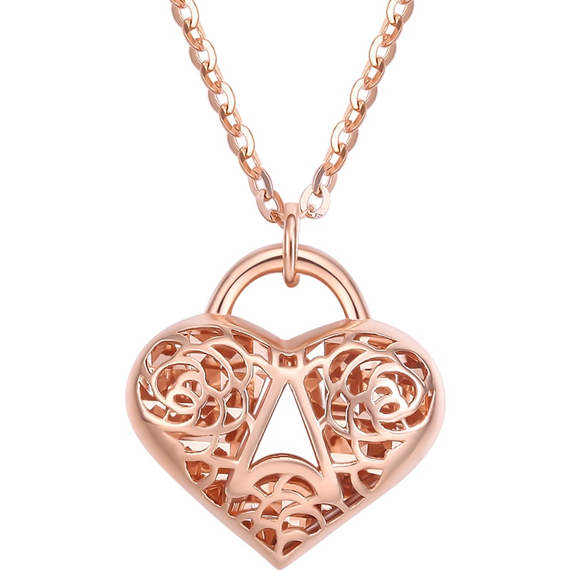 周六福(ZHOULIUFU)珠宝18K金玫瑰金坠链爱心形吊坠气质锁骨女士款吊坠 多彩KI063173