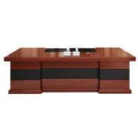 景致系列班台WB801A 3600*2880*760优质天然胡桃木皮饰面