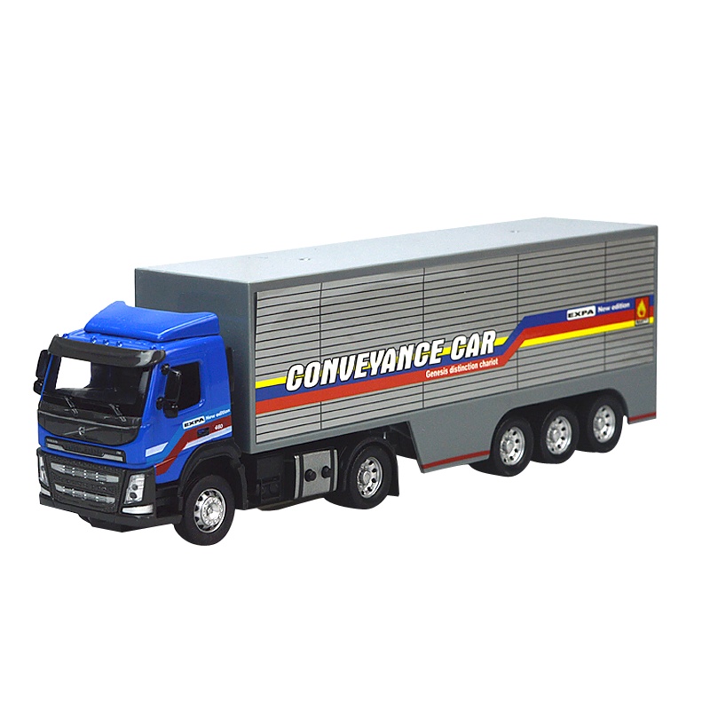 彩珀成真沃尔沃合金工程车模型儿童声光货柜大卡车加长油罐车玩具男孩宝宝礼物