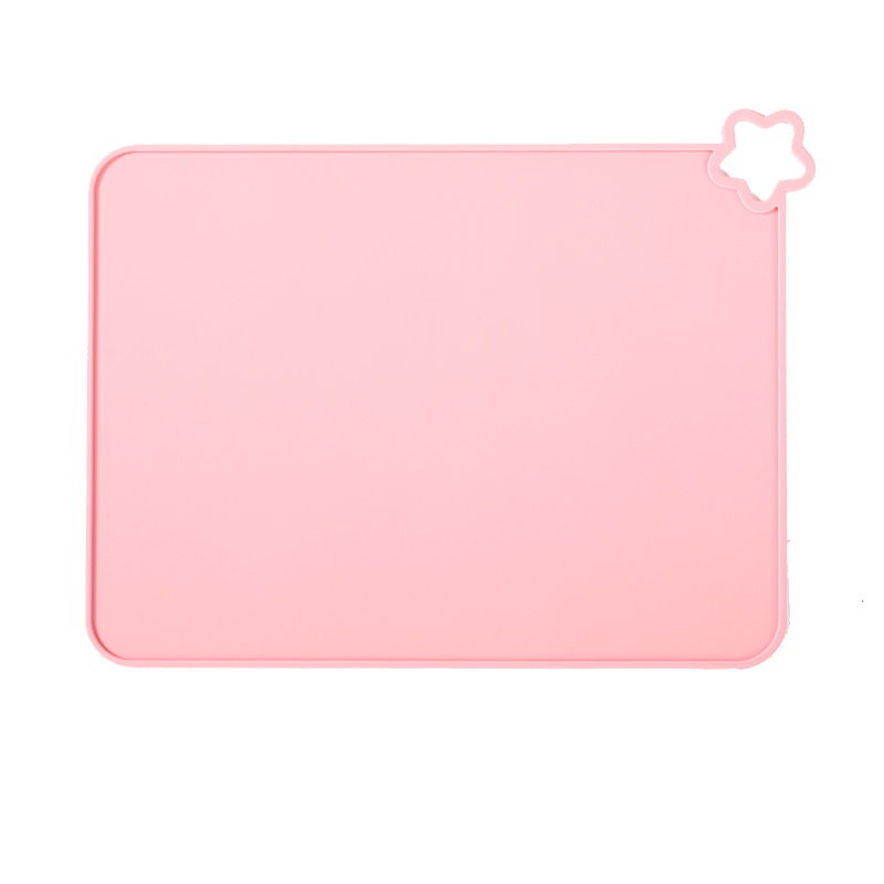 拾画 小学生儿童硅胶餐桌垫 宝宝防水防滑垫 便携可折叠隔热餐垫赠收纳袋 粉色款 SC-6152