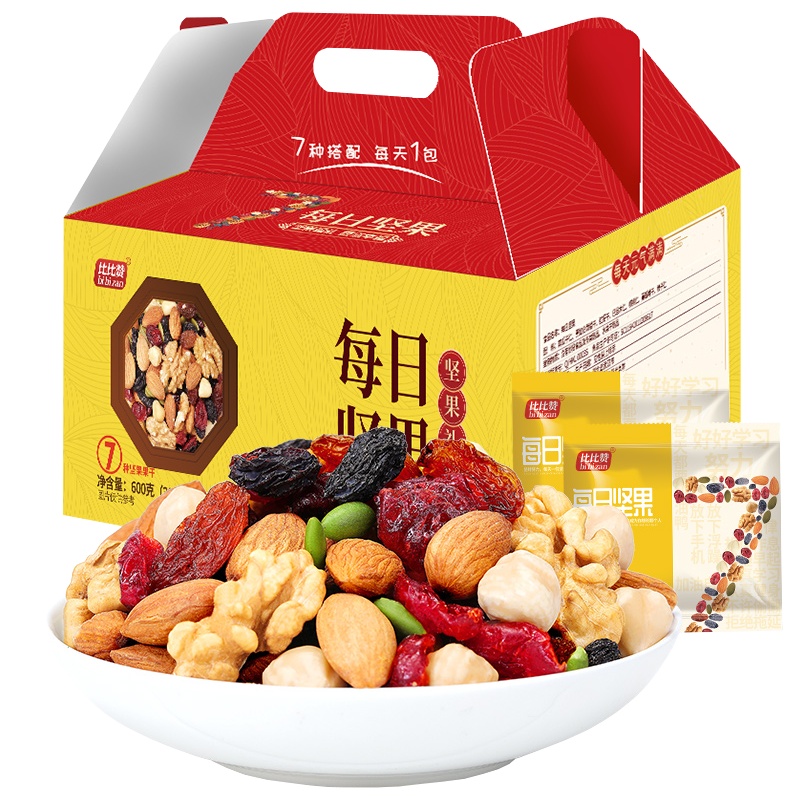 比比赞每日坚果零食大礼包混合坚果干果 礼盒装600g
