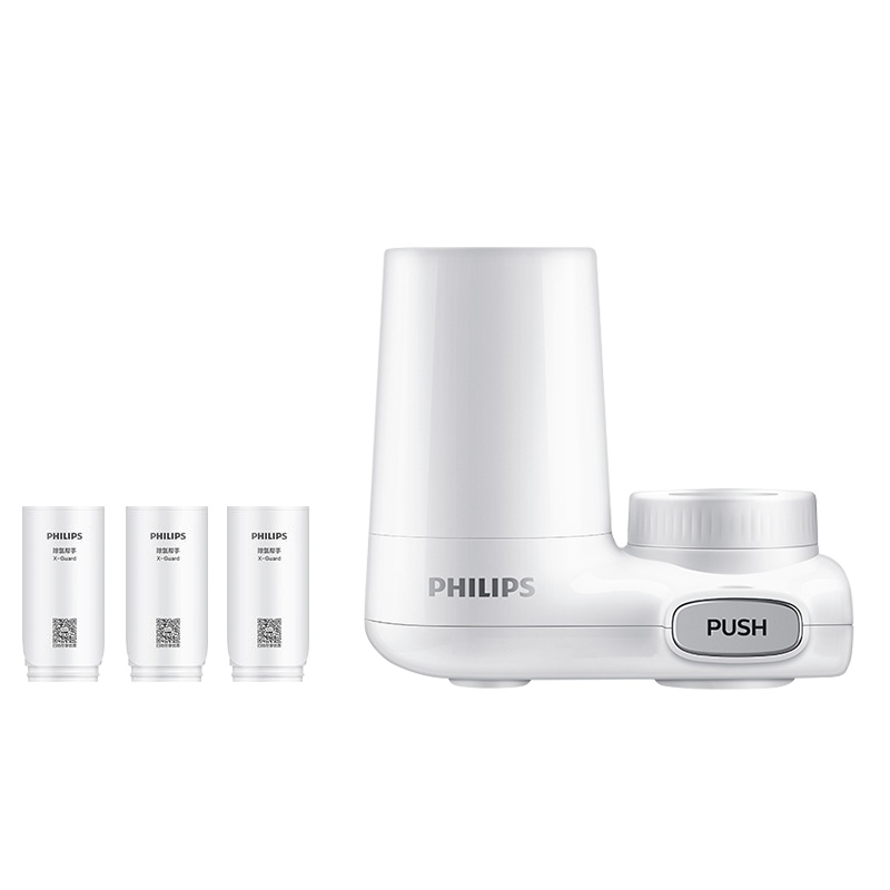 飞利浦(Philips)水龙头滤水器家用水龙头净水器 厨房自来水过滤器日本进口滤材净水机AWP3600 一机三芯