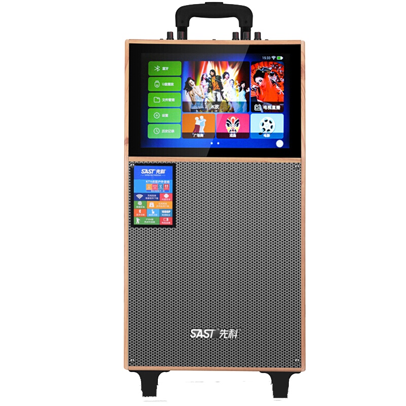 先科(SAST)ST-1708 广场舞音响 蓝牙音箱视频机 拉杆音箱纯木质 大功率移动KTV户外音响带麦克风扩音器
