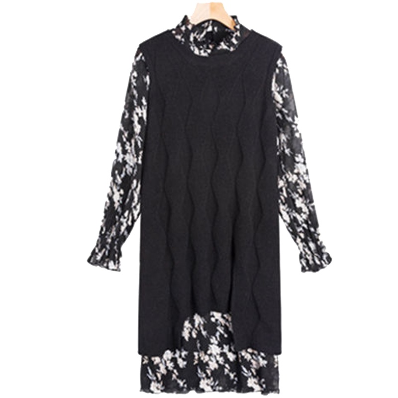 拉夏贝尔puella秋新款韩版半高领显瘦针织连衣裙套装女20011587