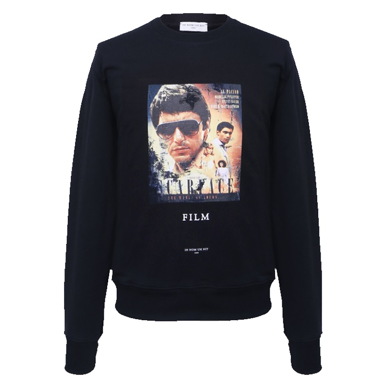 IH NOM UH NIT男士黑色棉质套头无帽卫衣NUW18246 009