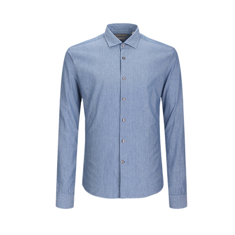鄂尔多斯 | ERDOS春夏纯棉简约休闲男式长袖衬衫