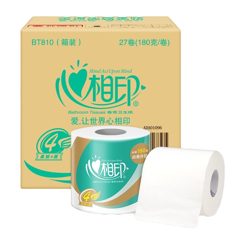 心相印(Mind Act Upon Mind)180g*27卷/箱卫生纸巾 卷纸心柔系列 单箱装