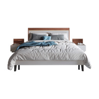 林氏木业现代简约风板式1.8米双人床卧室家具时尚组合床IJ1A