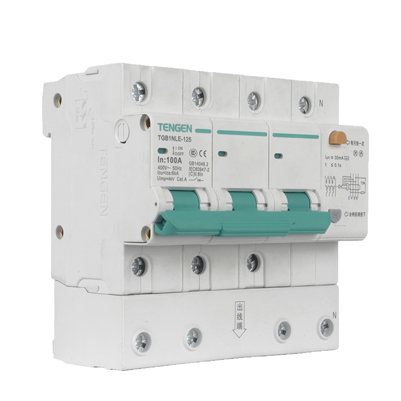 天正电气(TENGEN) 空气开关 TGB1NLE-125 3P+N C 100A 30mA 微型漏电保护断路器