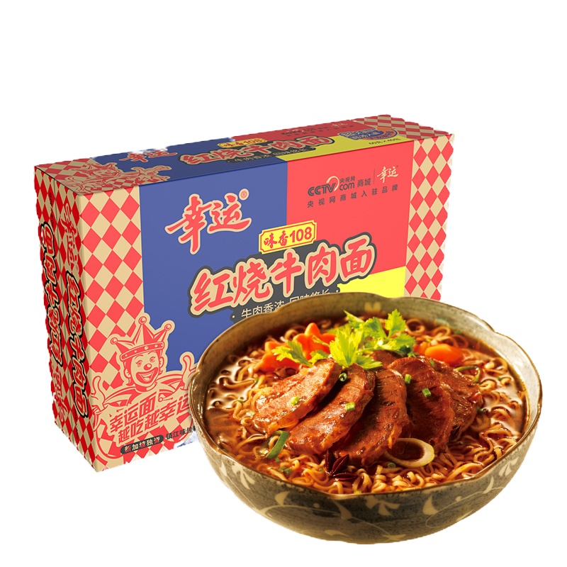 幸运味香108红烧牛肉方便面整箱批发袋装60g24包干吃面干脆面