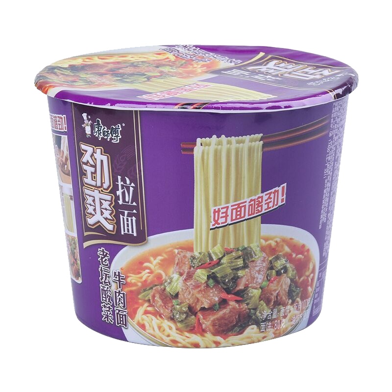 康师傅劲爽方便面整箱12桶红烧牛肉面
