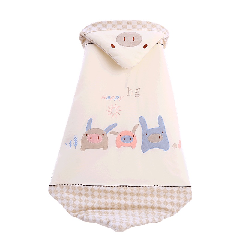 婴蓓 新生儿抱被婴幼儿秋冬款加厚绣花抱毯卡通动物小被子yb抱毯