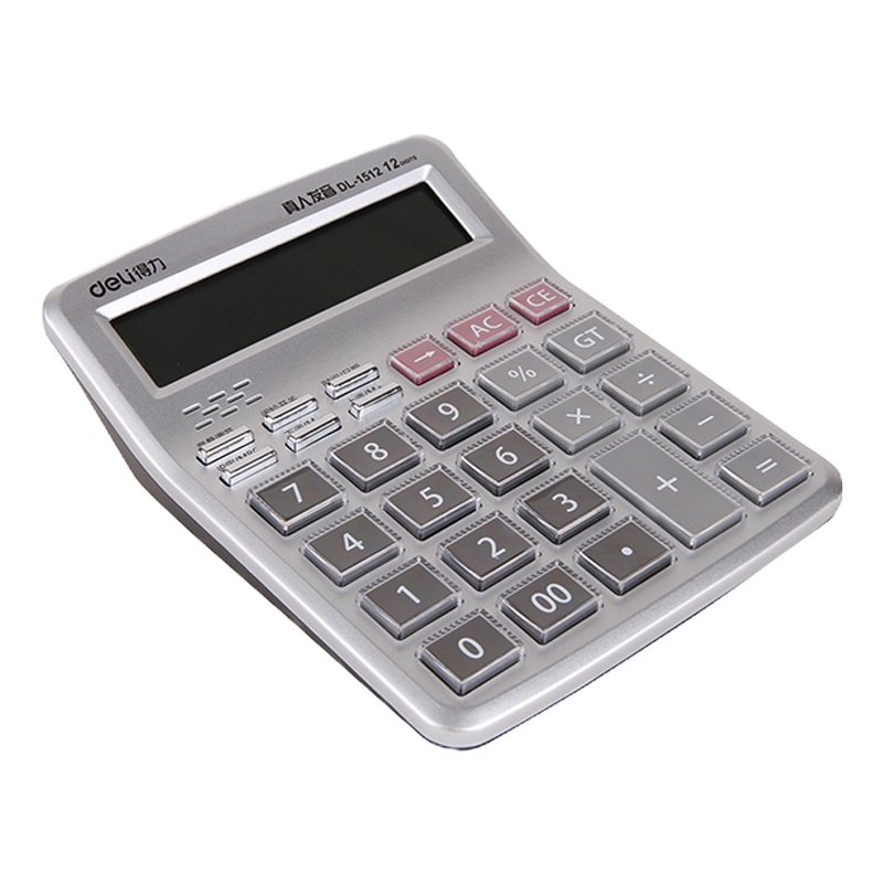 得力(deli)1512语音计算器(银色)单台装