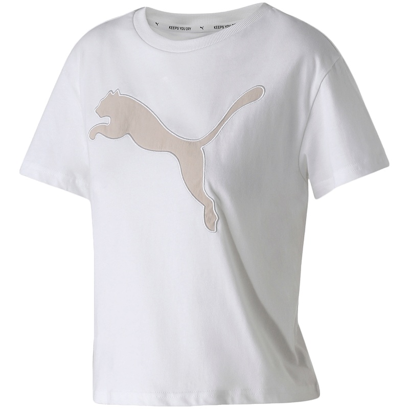 PUMA彪马女装运动服休闲上衣圆领LOGO短袖T恤844056