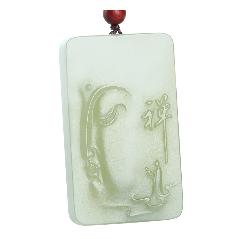 印象眸 和田玉吊坠 浅青玉禅意悟道玉石吊坠 玉雕大师冀克正工作室作品 附送证书