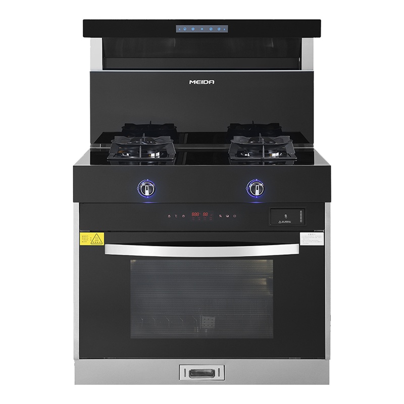 美大 (MEIDA)集成灶 新款蒸箱E9-Z 恒温置物台抽油烟机燃气灶蒸箱集成一体侧吸下排猛火大吸力 黑色(液化气)