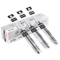 得力 S758台笔专用笔芯 0.5mm弹簧笔头前台用黑色水笔替芯20支盒