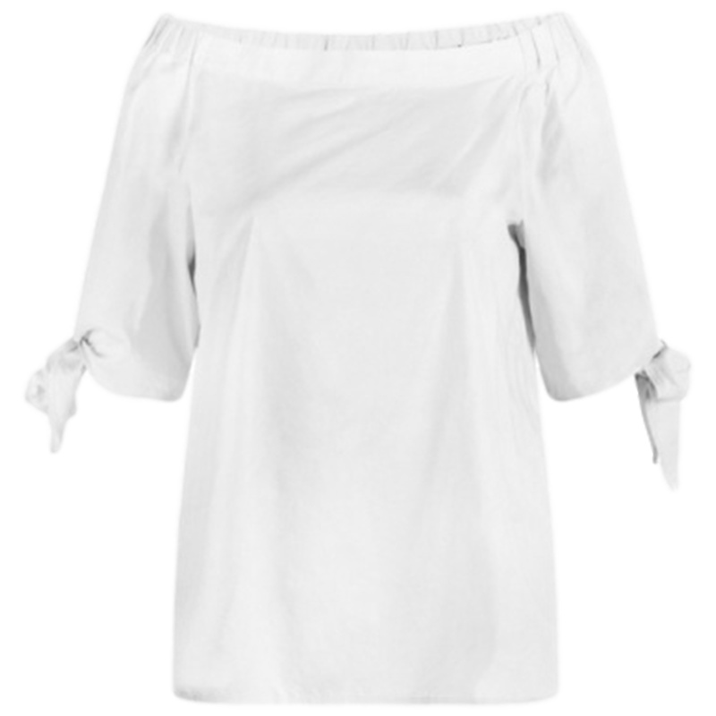 【福利款】拉夏贝尔甜美一字领蝴蝶结袖上衣衬衫