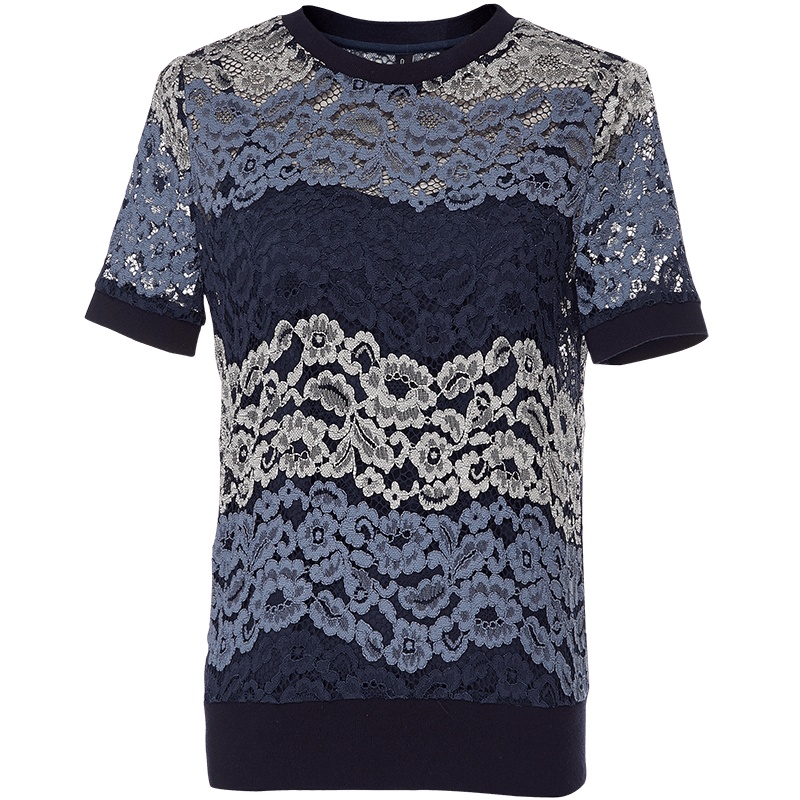 欧昵雪夏季短袖勾花镂空蕾丝衫上衣+打底吊带衫两件套女