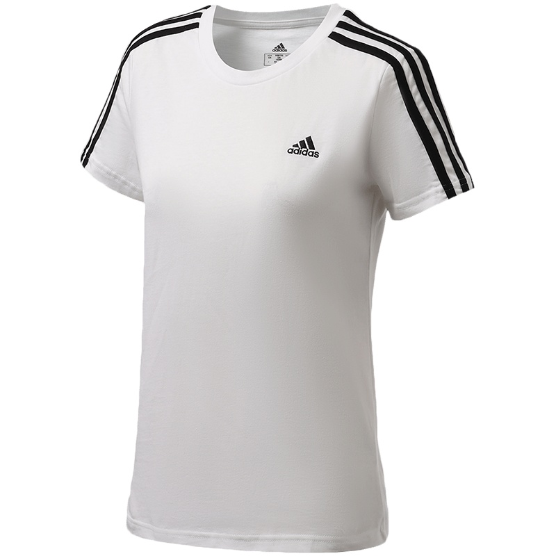 阿迪达斯女服短袖T恤三条纹跑步健身休闲运动服GL0783