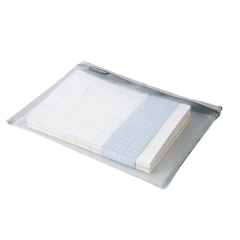 得力5554拉链袋(灰)(12个/包)彩色拉链袋 网纱收纳袋 网格拉边袋