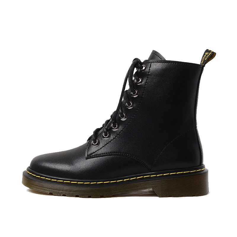 品点(Pandell)秋冬新款马丁靴真皮百搭短靴厚底低跟系带百搭女靴