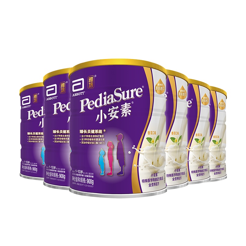 雅培(Abbott)小安素全营养配方粉香草味900克*6