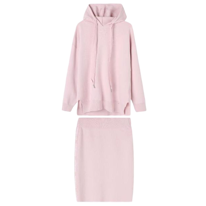 【专柜同款】拉贝缇气质针织套装秋冬女装连帽打底毛衣搭配半身裙子两件套60007569