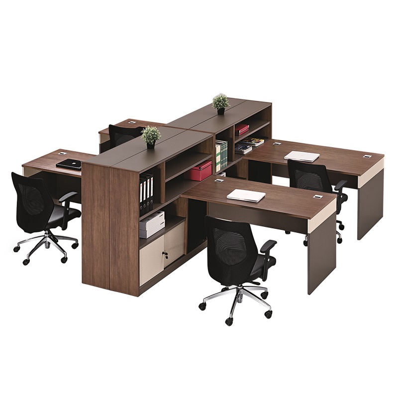 [藏书阁]4人位办公桌财务屏风职员4人位现代家具3.4米