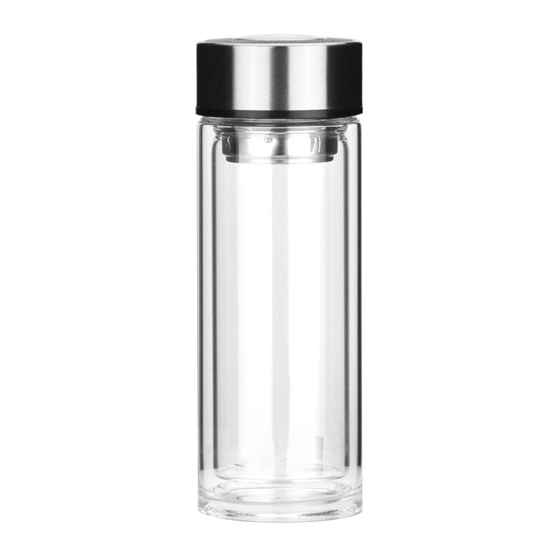 300ml双层玻璃杯 XTL1070 加厚底带滤网办公水杯广告宣传杯(个)