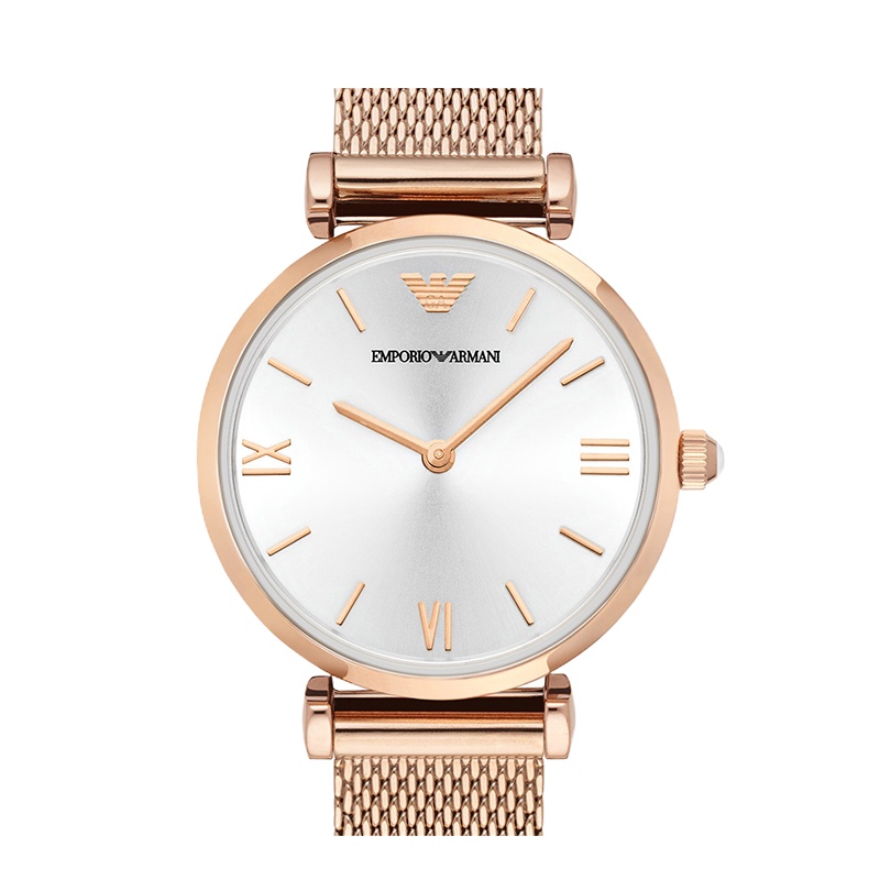 阿玛尼 编织表带时尚超薄女士石英腕表AR1956