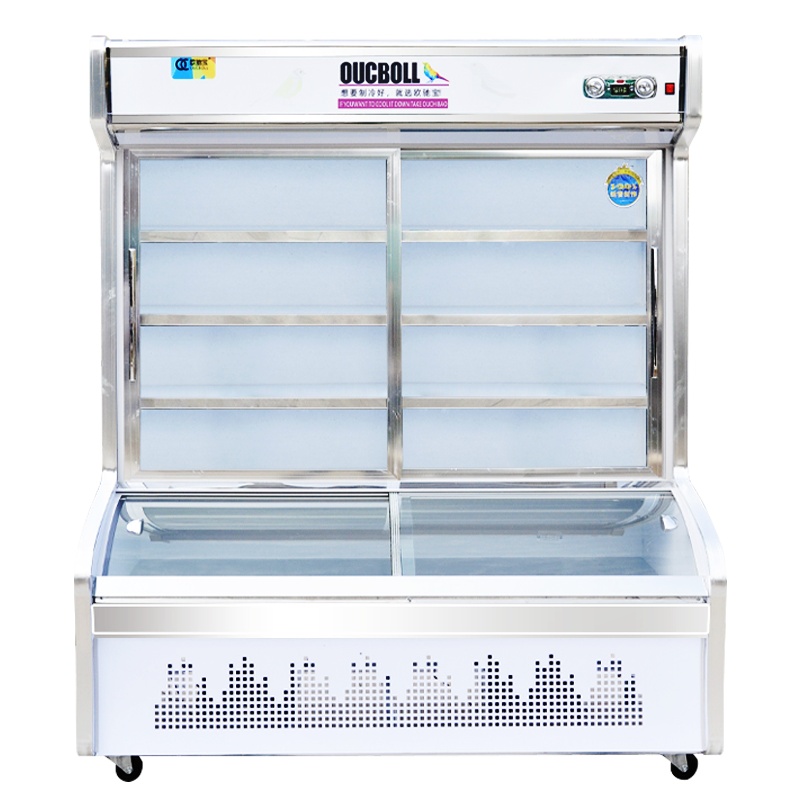 欧驰宝(OUCBOLL)1.6米推拉玻璃门麻辣烫点菜柜820升商用展示柜蔬菜保鲜柜双温-3℃冷冻冷藏柜