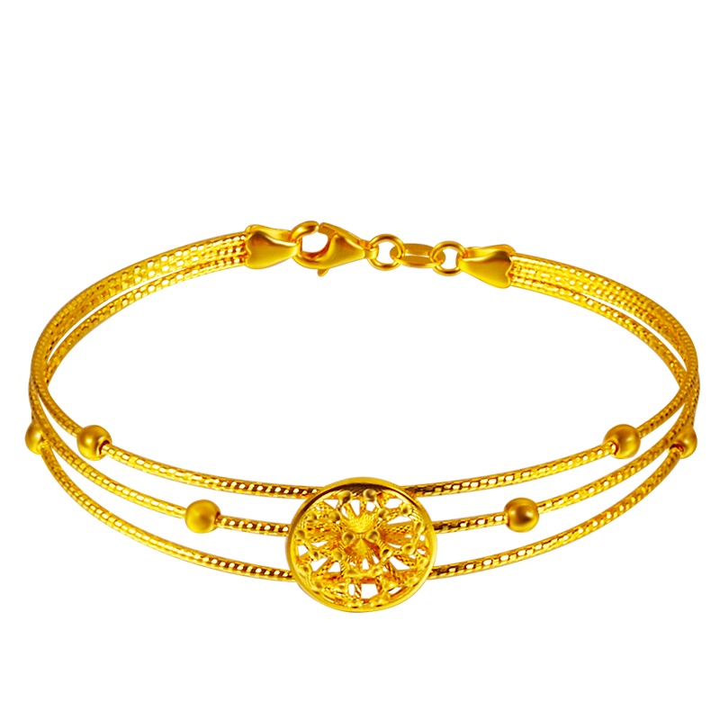黄金码头5G足金999捕梦贵妃手镯女未婚妻结婚婚庆节日送礼镯子