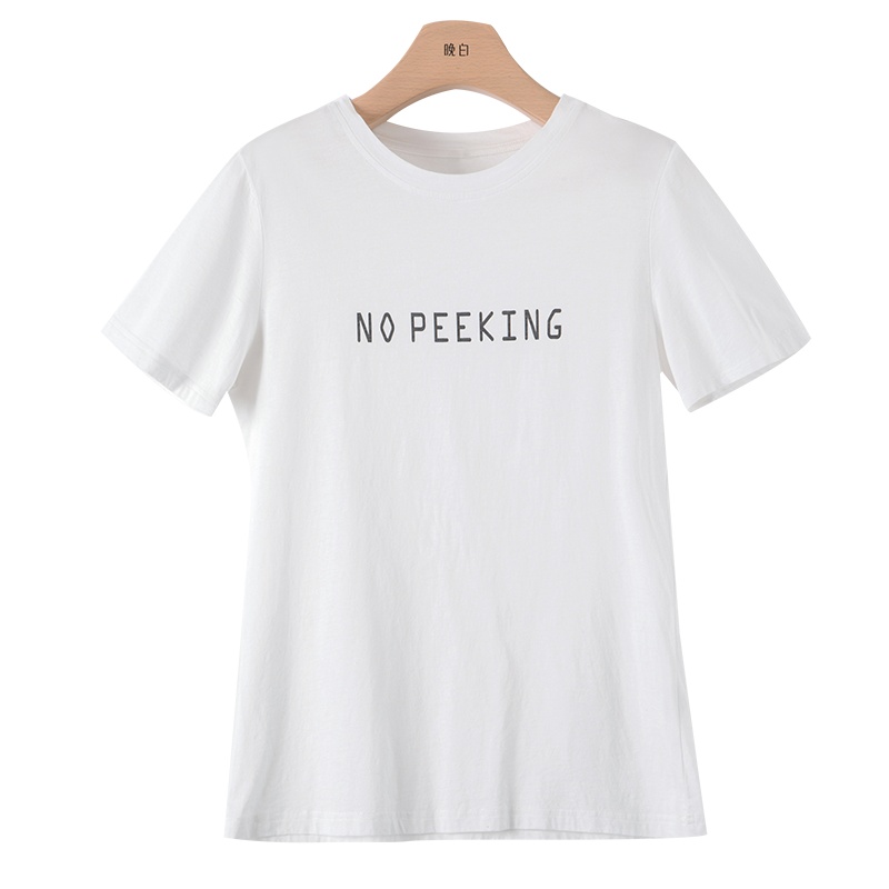 晚白2020夏季新品时尚经典字母印花简约圆领休闲常规款短袖T恤女