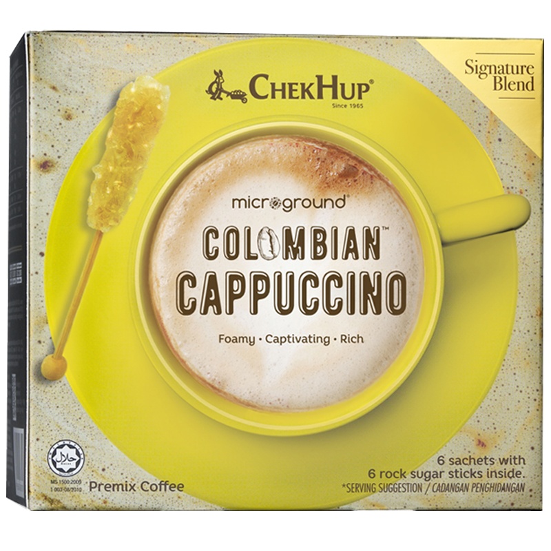 马来西亚原装进口 泽合怡保哥伦比亚卡布奇诺咖啡 速溶咖啡粉228g(咖啡包28g*6+冰糖棒10g*6)冲调饮品盒装