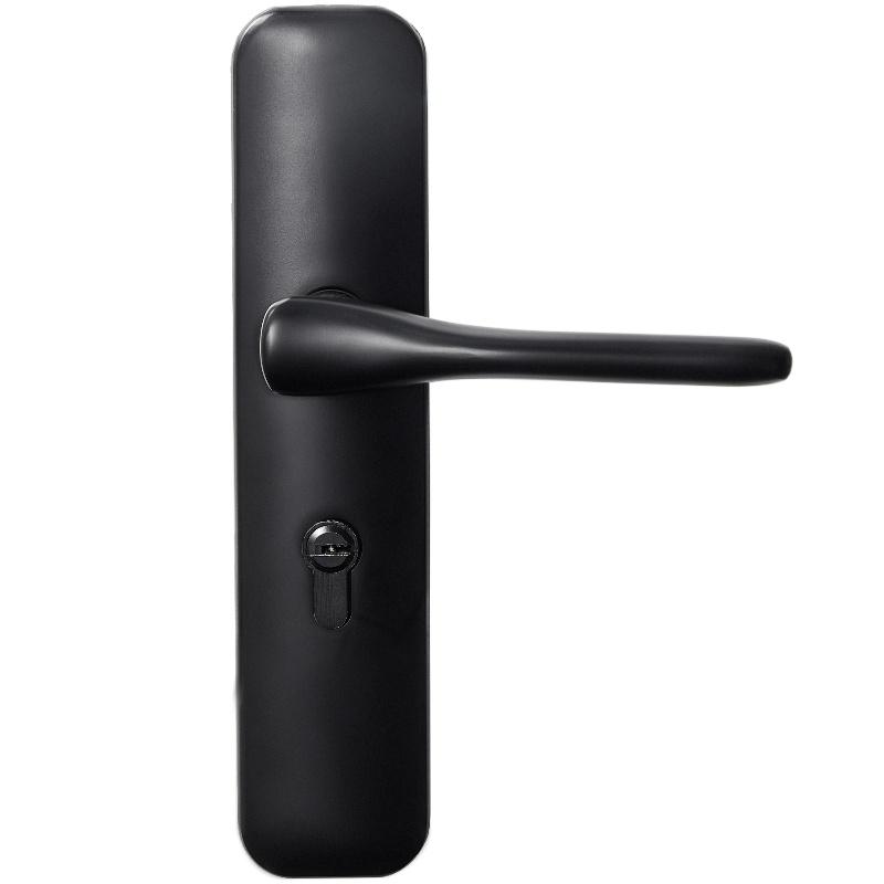 固特GUTE 门锁室内卧室锁加长静音房门锁黑色卫生间实木门把手家用分体锁