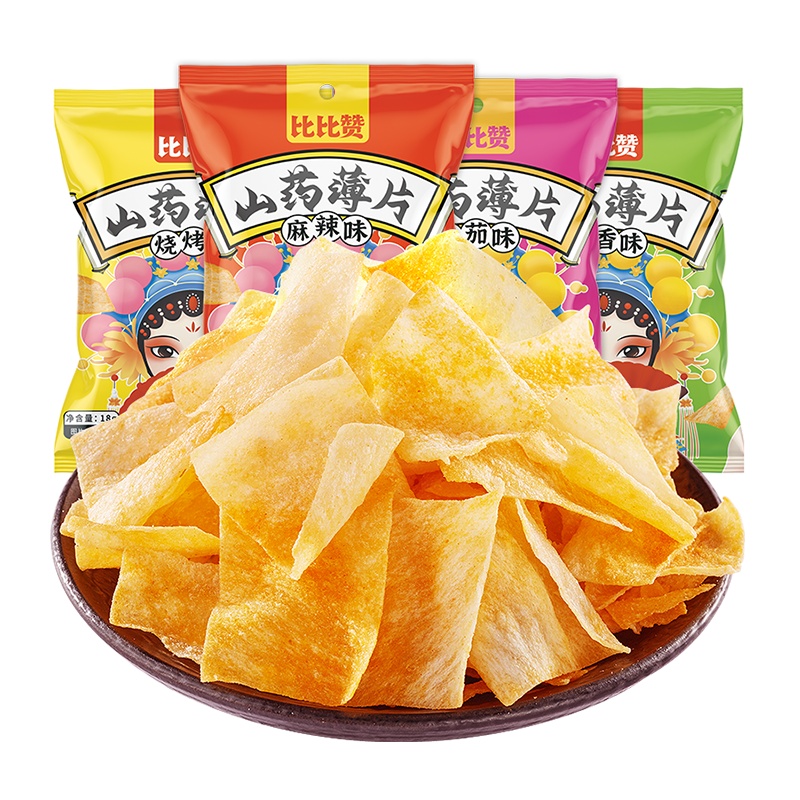 欧贝拉山药薄片葱香味18g*10袋脆薯片锅巴小零食推荐小吃货休闲美食品大礼包批发