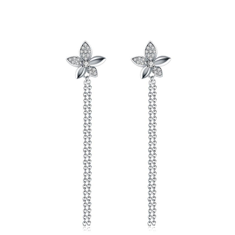 【美国】MY FASHION DESIGN 耳环女S925银首饰品梅花长款耳坠MYE1813