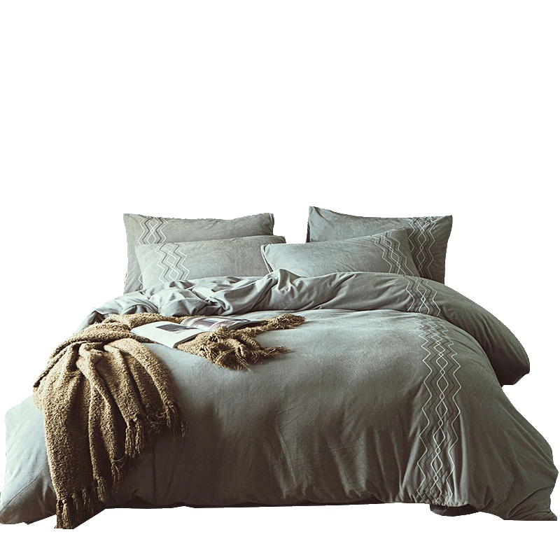 北极绒(Bejirog)家纺 秋冬加厚保暖宝宝绒珊瑚绒四件套双面法兰法莱绒欧式聚酯纤维纯色床单被套200×230cm其他