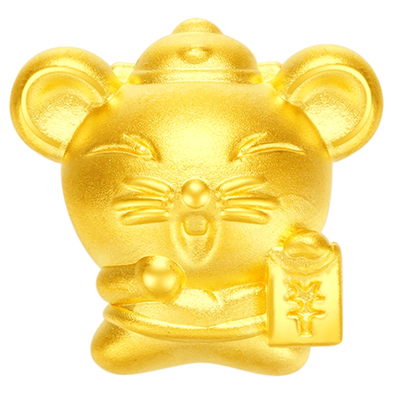 金一 足金3D硬金状元鼠吊坠路路通男女通用(定价)ACD058 约0.6g