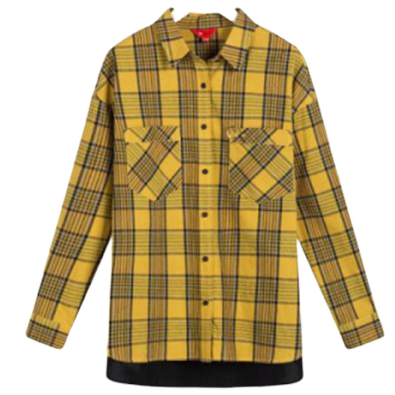 7M春季新款韩版宽松bf学生百搭格子长袖衬衫70009781