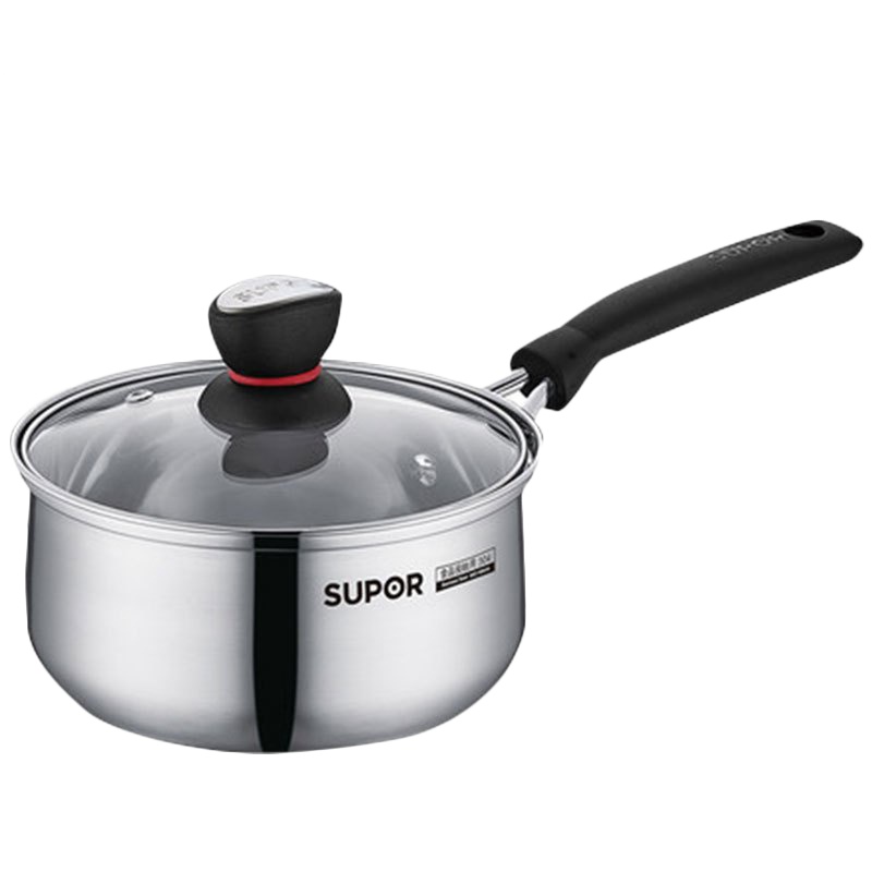 苏泊尔（SUPOR） 304不锈钢奶锅小红圈时尚系列多功能汤锅煮面锅辅食锅燃气灶电磁炉通用锅具 ST16H1 16cm