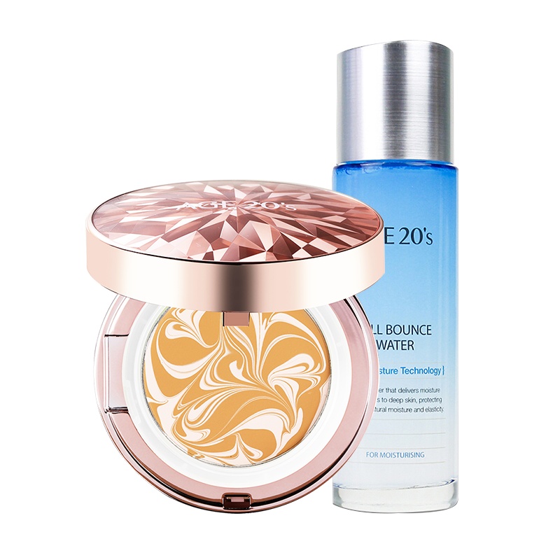 爱敬爱纪二十之(Aekyung Age 20's)水润焕颜粉饼21号亮肤色(钻石粉盒)+ 爱敬赋活爽肤水