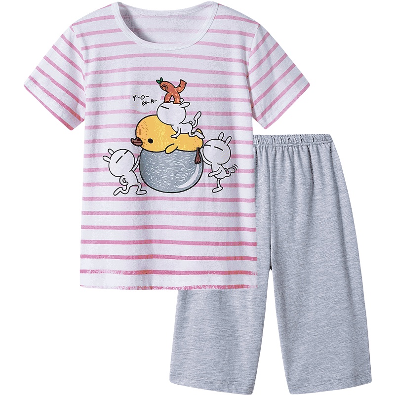 三枪儿童家居服 少儿中大童纯棉睡衣短袖中裤家居套男女童空调服