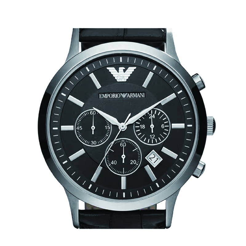 阿玛尼（Emporio Armani)手表 男表简约时尚闪耀三眼计时男士手表 非机械AR2447