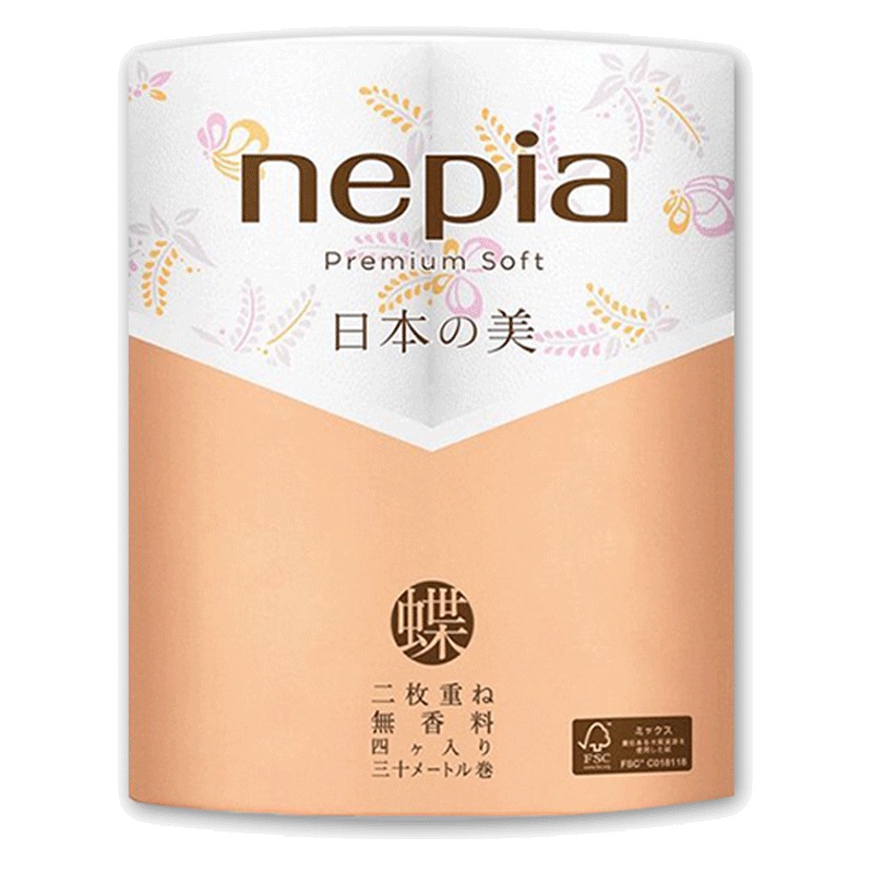 [柔软耐用]Nepia妮飘 日本进口 PS系列极柔卫生纸 无芯卷纸巾二层 水润柔软原生木浆 日本之美 4卷