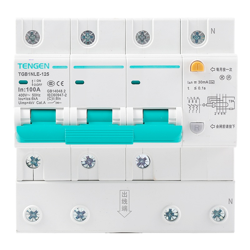 天正电气 TGB1NLE-125 3P+N C 63A 6KA AC400V 01070210118 微断漏电保护