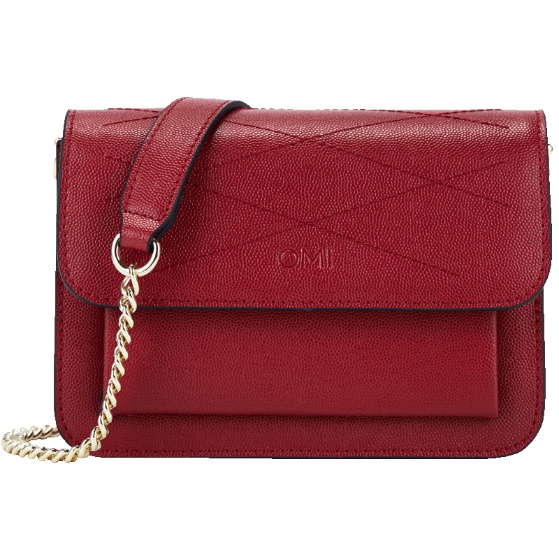 欧米OMI牛皮女包2019新款韩版百搭单肩斜挎包简约洋气链条小包包